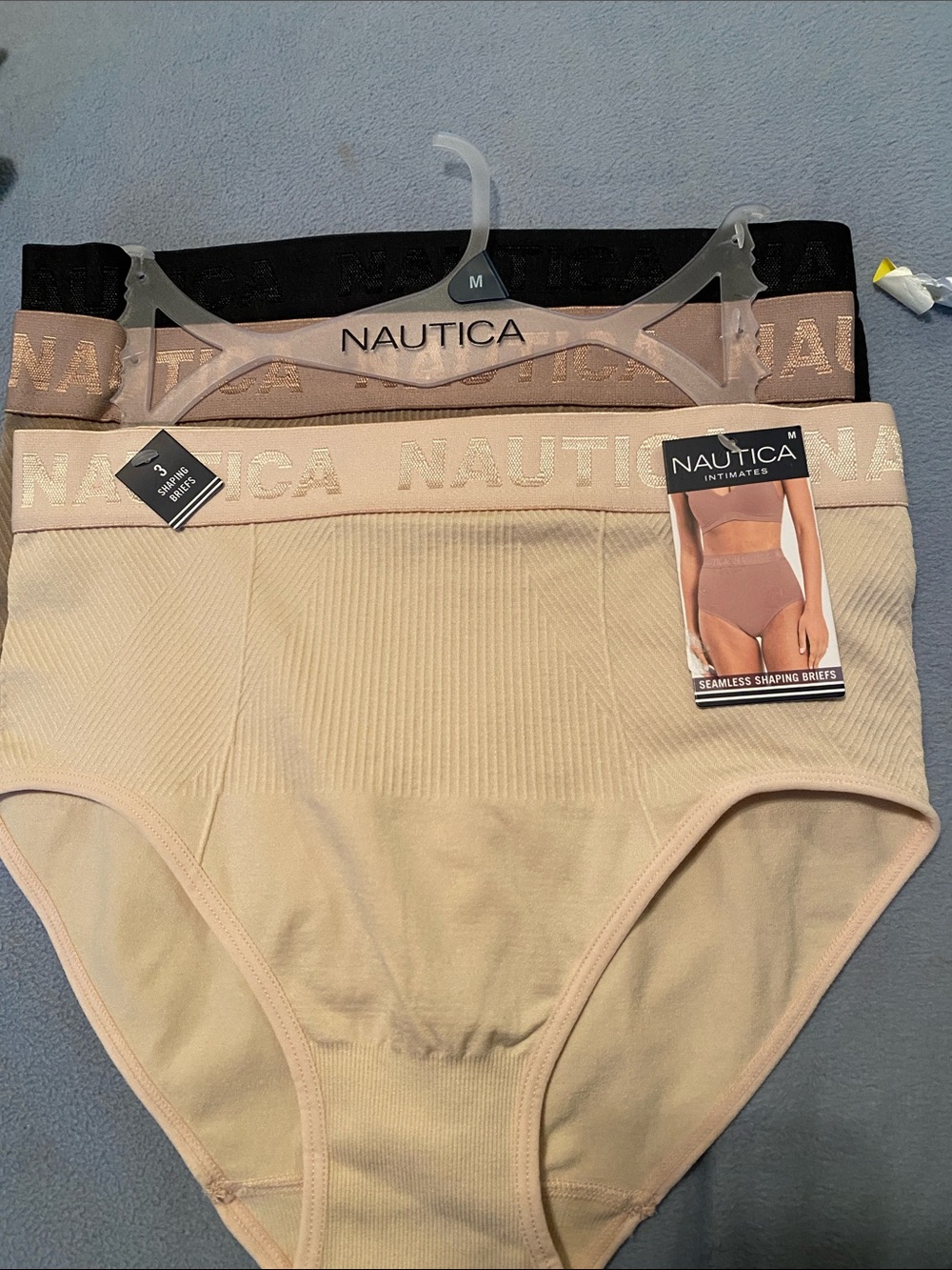 Nautica Women’s High-Waist Beige and Black Seamless Shaping Briefs - 3 Pack